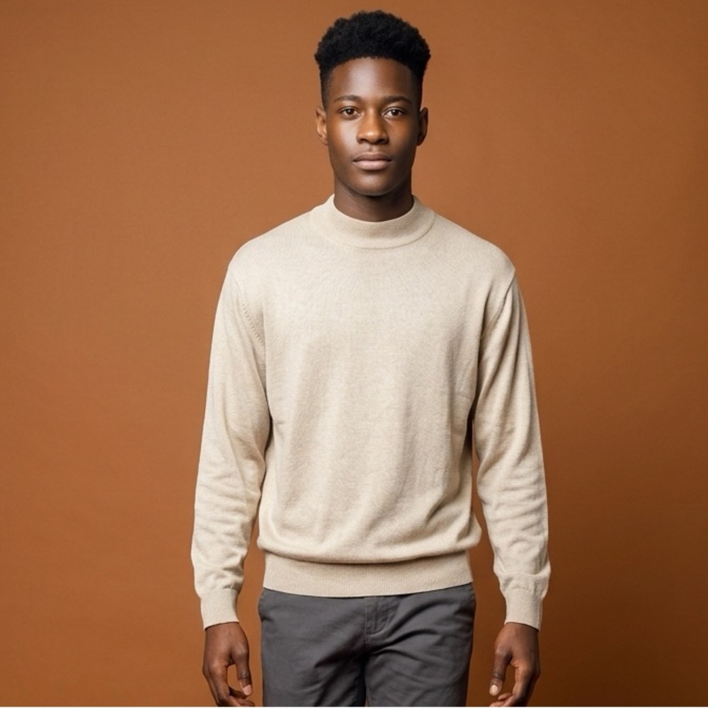 Pronto Uomo mock neck classic minimalist silk blend lightweight sweater